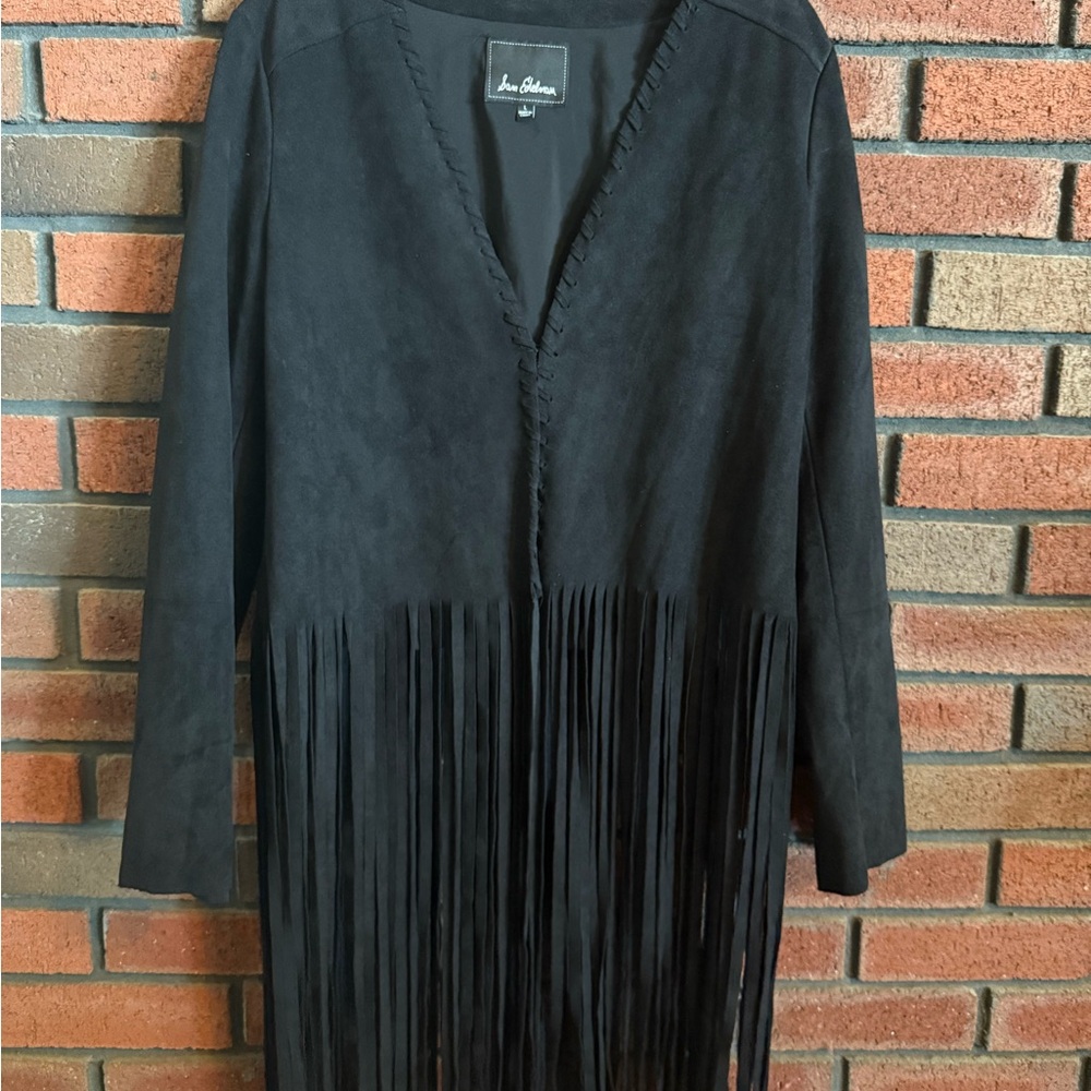 Sam Edelman Black Fringe Faux Suede Jacket
